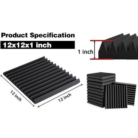 Akustiset ääntä vaimentavat vaahtomuovipaneelit - 36 kpl Black 2.5 cm