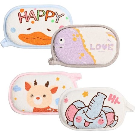 4PCS baby dusjsvamp, myk bomull baby svamp for bading, baby dusjsvamp