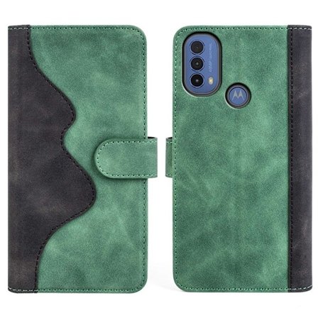 Kaksivärinen nahkainen läppäkotelo Motorola Moto E30 / Motorola Moto E40 / Motorola Moto E20 - Vihreä