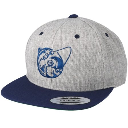 Hunter - Šedá snapback Kšiltovka - Fishing Circle Grey/Navy Snapback @ Hatstore