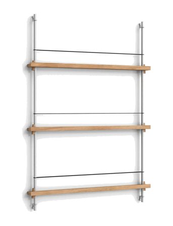 MOEBE Box Set, Magazine Shelving Ms.115.1, Oak Shelves, Black Legs (Fsc Mix Credit) - H:115CM