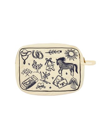 HABIBA Polly Embroidery Toiletry Bag Vanilla, Tøj & Bolig, Makeup- & Toilettasker, Toilettasker