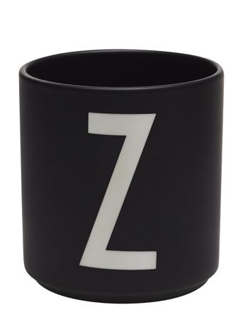 Black Porcelain Cups A-Z Black Design Letters
