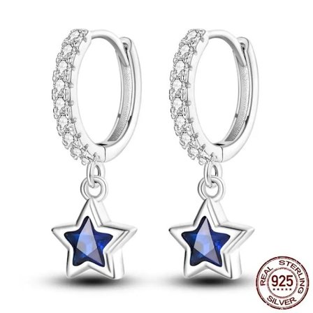 Lysande Snäckskal Kvinnor Örhängen Original 925 Sterling Silver Pavé CZ Stjärna Måne Hoop Örhängen Förlovning Bröllop Smycken