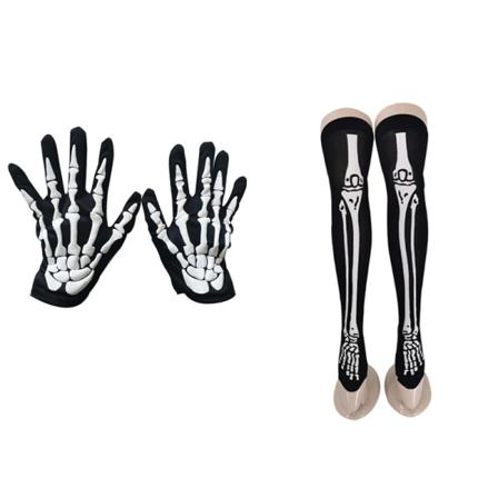 2 par Halloween Skelettstrumpor och handskar Kostym Cosplay Ac