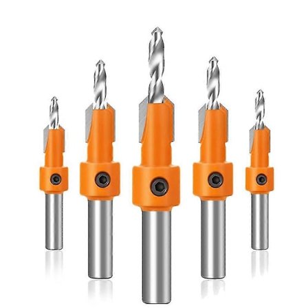 5 stk. 8mm Rundt Skaft Hss Forsenker Bor Med Skiftenøkkel Forsenker For Trehull Trebearbeiding Avfasingsverktøy Skrue Avfasing Boring Hull Tilbehør