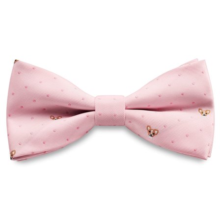 Zoikos | Nœud papillon pré-noué rose à motif représentant des corgis pour hommes - Noeuds papillon pré-noués