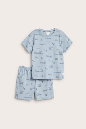 Newbie | Tågmönstrat pyjamasset | Blå