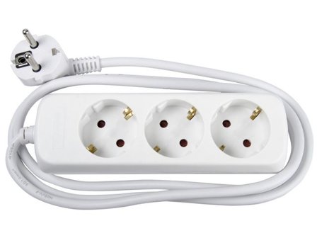 GELIA Grenuttag, AC 250 V, 3 utgångskontakter, vit - Lyreco - Kontorsmöbler och inredning > Elartiklar > Grenuttag