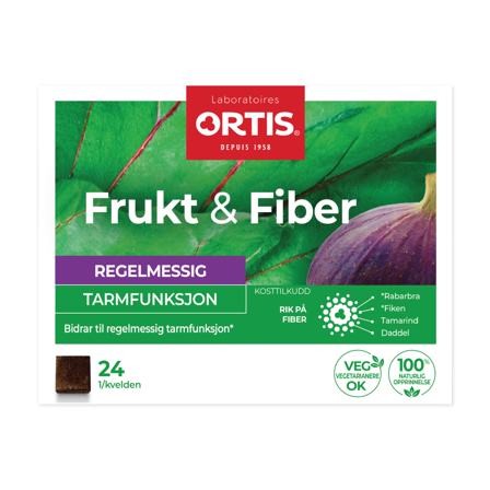 Frukt & Fiber Tyggetabletter/Terning, 24 stk.