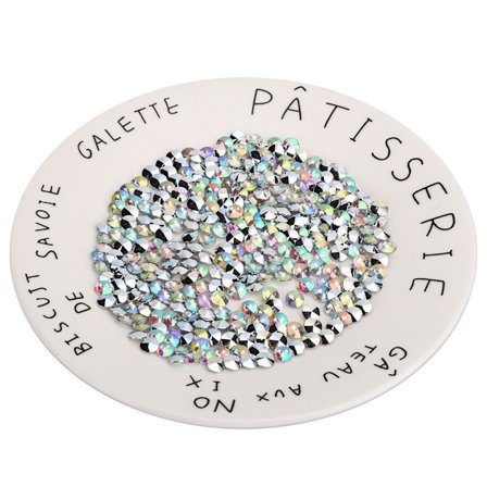1000 stk. 8 mm Rhinestone sølvbelagt bund akryl diamant til bryllup DIY negle skønhed dekoration AB farverig