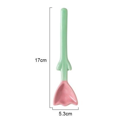 1 Stk Tulipanformet keramisk skje 3D Blomster Kaffeskje Breakfas Pink 2