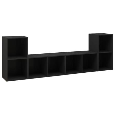 Vidaxl Tv-skåp 4 St Svart 72x35x36,5 Cm Konstruerat Trä Svart