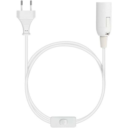 E27 sockel med sladd - Lamphållare för glödlampa med strömkabel, eluttag och strömbrytare - 1,8 m kabel