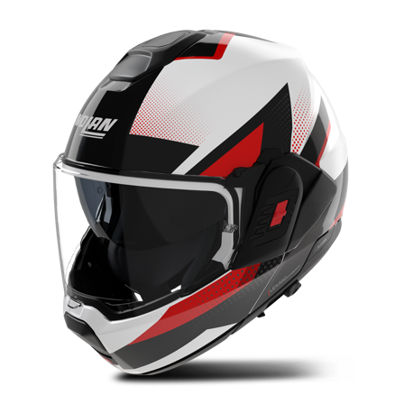 Casco Modular Nolan N-120-1 Ciclone Blanco/Negro/Rojo Metal XL
