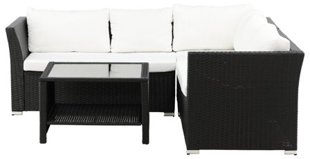 Venture Home Haiti 1541-238 Loungeset soffa, bord, svart/vitt, Utemöbler