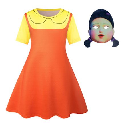 Piger Squid Game Cosplay Naamiaisasut Tytöt Squid Game Cosplay Naamiaisasut Elokuvahahmot Squid Game NPC Tyttöjen Asut - Täydellinen B