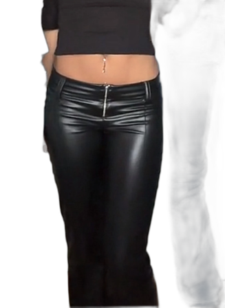 Svarta skinnbyxor med dragkedja