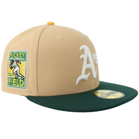 New Era - MLB Beige fitted Czapka Z Daszkiem - "Hatstore Exclusive x Oakland Athletics 59FIFTY Rickey Henderson Field Camel/Olive Green " @ Hatstore