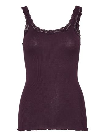 Silk Top W/ Lace Top Ærmeløs Top Rød Rosemunde
