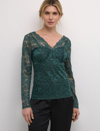 Cream Crglaze Blouse W. Lining - Green - M