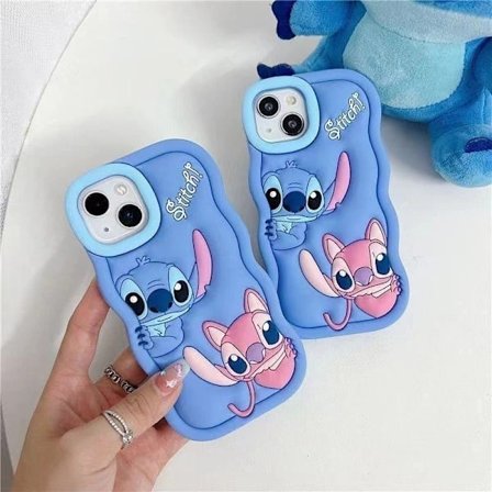 (Til Samsung A16) Lilo og Stitch silikone etui mobiltelefon cover pink