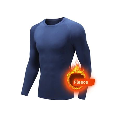 Män Undershirts Herrarnas Vinter Termisk Underkläder Tunn Fleece Elastisk Kompression Fitness För Vintersport Första Lagret Slitage Navy Blue XXXL