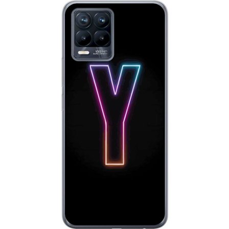 Kompatibel Mobilcover til Realme Realme 8 Minimalistisk neonbogstav Y i farveskiftende lys mod sort baggrund