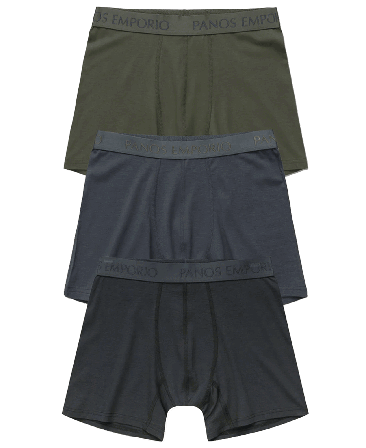 Panos Emporio 3pk Base Bamboo Boxer Tamac/Asphalt/Forest