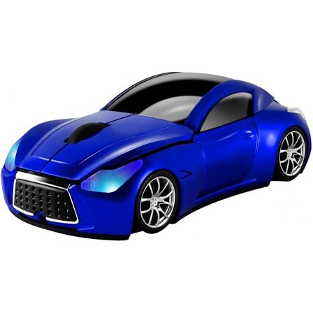 Trådløs bilmus 2,4 GHz Cool Sports Car Form Trådløs mus Optisk trådløs mus med USB-modtager til pc bærbar 1600DPI 3 knapper Blå