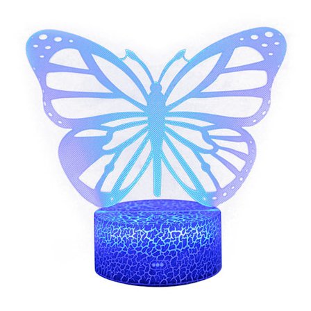 Fjärilsnattlampa, födelsedagspresent till flickor 3d-illusion