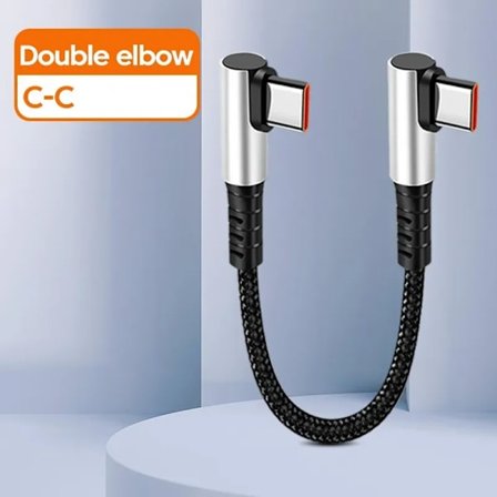 25cm/50cm Kort Datakabel 90 Graders Vinkel USB Typ C Till Typ C Kabel Snabbladdningssladd kompatibel Iphone15 Xiaomi Samsung Power Bank