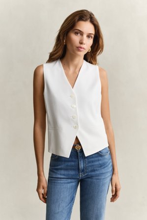 GANT Damen Crêpe-Weste (36) Weiß