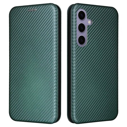 SKALO Samsung S25 Carbon Fiber Lompakkokotelo - Vihreä