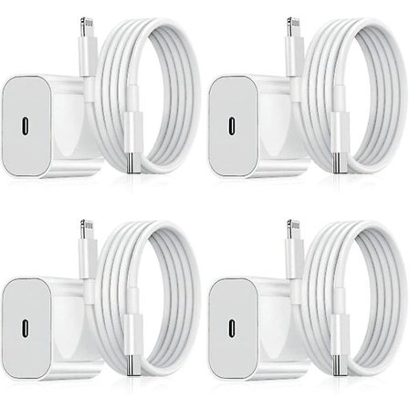 iPhone Oplader - Hurtig oplader - Adapter + Kabel 20W USB-C Hvid 4-pak iPhone
