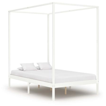 Vidaxl Himmelsäng Med 4 Lådor Vit Massiv Furu 140x200 Cm Vit