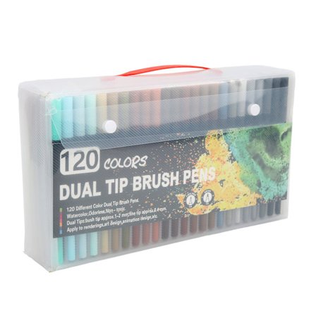 120 farger dobbelthodede fineliner-tusjer 0,4 mm fineliner-penner med gjennomsiktig boks for voksne og barns fargeleggingsbøker