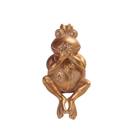 Sammakkokoriste, kultainen polyresiini, 11x10x23cm