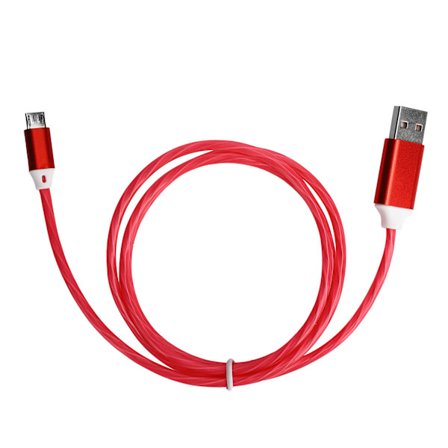 Micro USB -latauskaapeli LED-valoilla, virtaava pikalatausjohto Android-matkapuhelimille, punainen