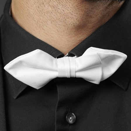 White Basic Pointy Pre-Tied Bow Tie for Men - Pre-tied bow ties