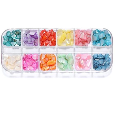 Fargerike skjell negleklistremerker, naturlige abalone fingerneglklistremerker, 3d iriserende glitter manikyr havfrue paljetter skiver, for manikyr 