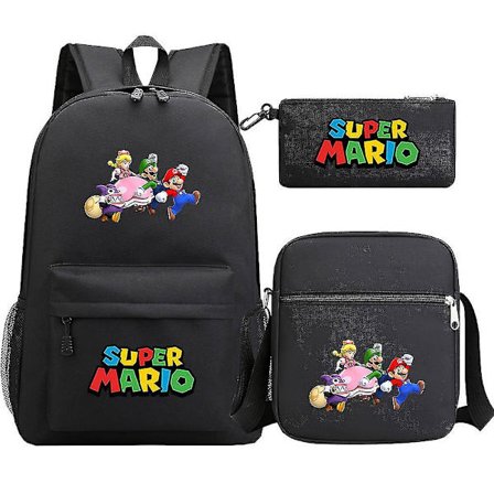Super Mario Ryggsäck - Tonåringar, Flickor, Pojkar - Kawaii, Student - Vattentäta Skolväskor i Canvas - 3 st - Laptop Mochilas Rucksacks