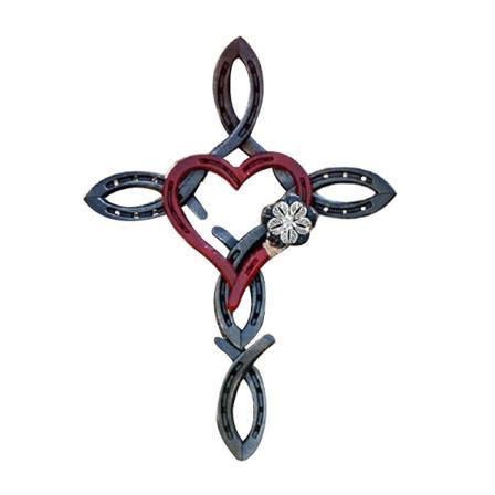 Korsdekorasjon Kjærlighet Hestesko Metallpynt For Utendørs Innendørs 1 Stykke Rød