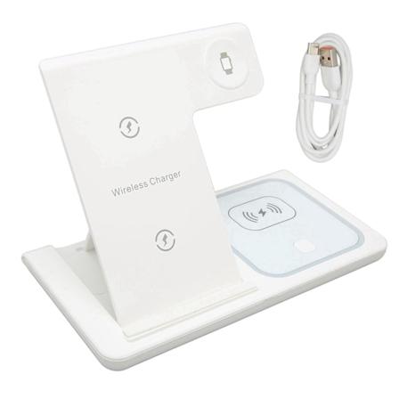 Trådløs oplader 3 i 1 trådløs opladningsstation til IPhone 13 12 11 XS XR XS X 8 Plus ure headsets hvid