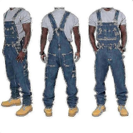 Denimoveraller för män i stora storlekar, modejeans, denimhaklapp, lösa, flera fickor, justerbara remmar fg2025031702904 S
