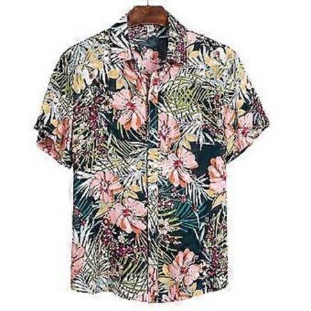 Sommar Kortärmad Blommig Skjorta Herr Trend Mode Strandstil Kavajskjorta