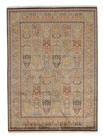 Kashmir Äkta Silke Matta Handknuten 221X305 Brun/Orange Indien