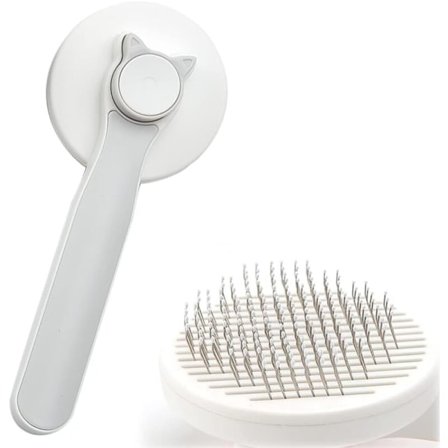 Kattborste, självrengörande borste för kort- och långhåriga hundar och katter, hundvårdsborste för att ta bort tappad päls och döda hårstrån.