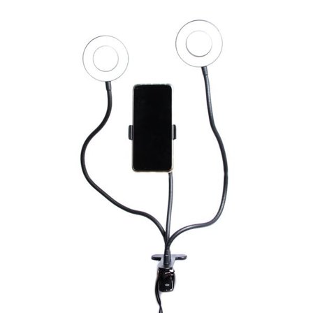 Double Selfie / selfie-lys med fjernkontroll og mobiltelefonholder