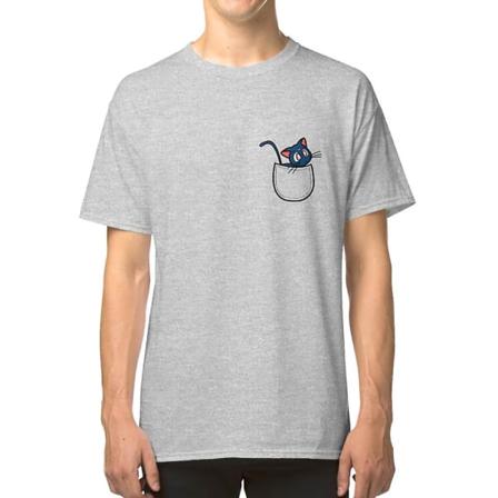 Pocket luna. Sailor moon T-shirt grey